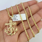 10k Solid Rope Chain 2mm Jesus Anchor Pendant Charm Necklace SET 18-22 in Ladies