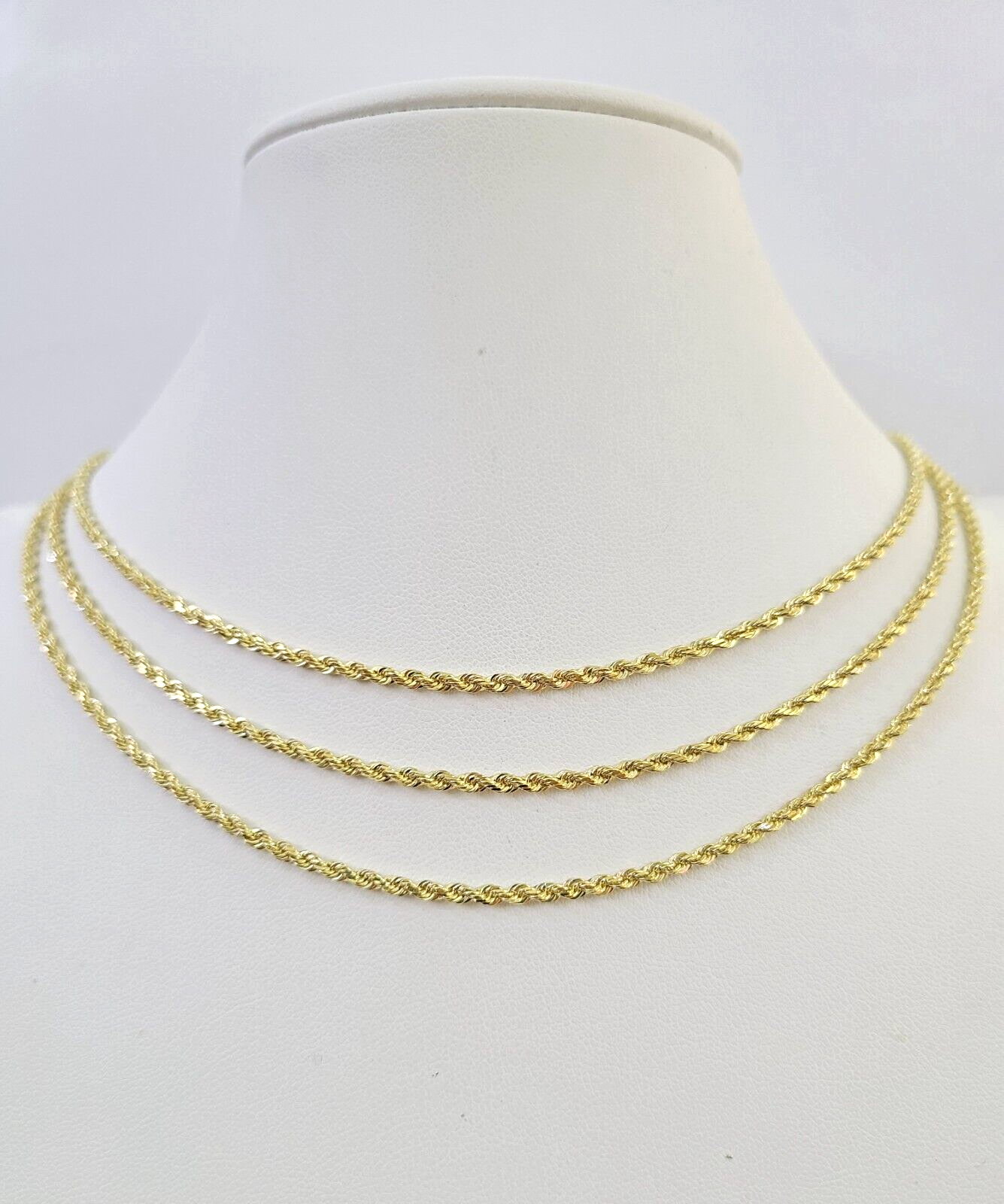 10k Solid Real Rope Chain Necklace 2.5mm 16"-24" Yellow Gold Men Women Genuine