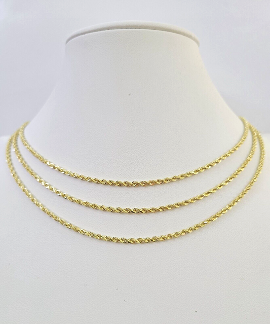 10k Solid Real Rope Chain Necklace 2.5mm 16"-24" Yellow Gold Men Women Genuine