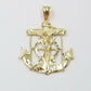 10k Gold Anchor charm pendant & Rope chain necklace 6mm 20"-30" Men's Real SET