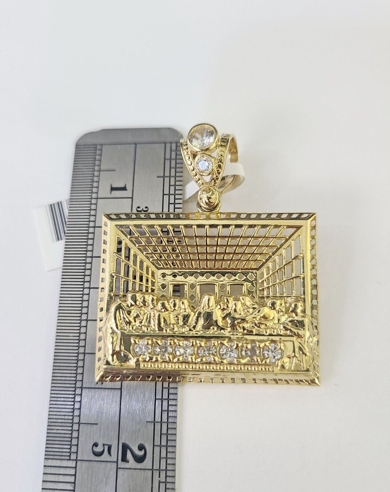 10K Franco Chain Last supper Pendant Charm Necklace 20"-26" 2.5mm Yellow Gold