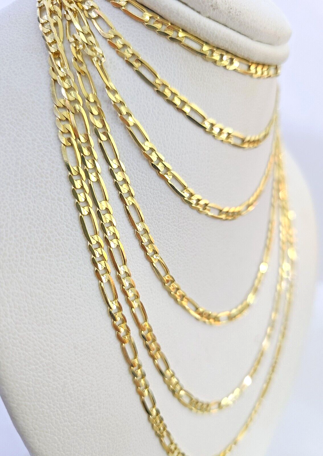 10K Solid Figaro Link Chain Necklace Yellow Gold 3mm 18" 20" 22" 10kt