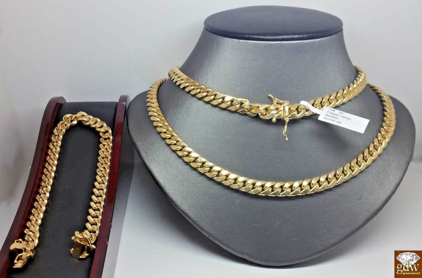 10k Gold Miami Cuban Necklace Bracelet set 8MM 22"-30" Bracelet 7.5"- 9"