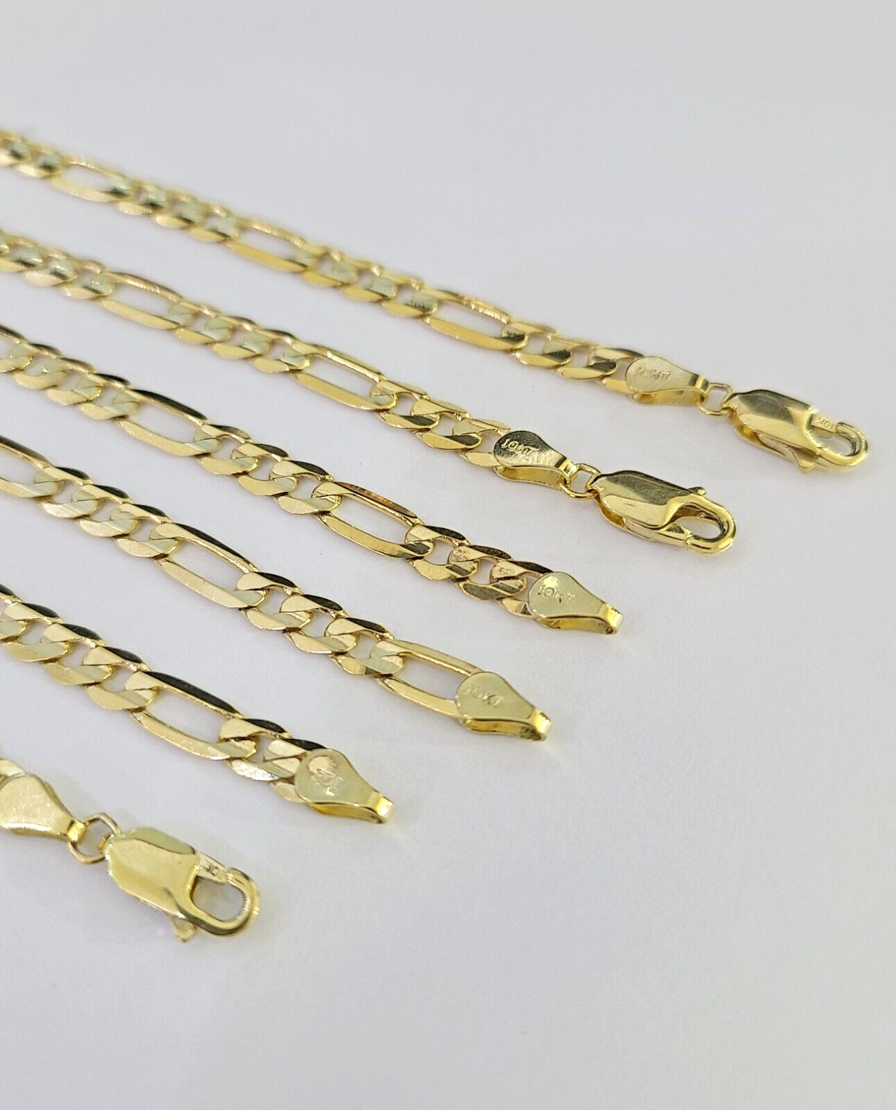 10K Solid Figaro Link Chain Necklace Yellow Gold 4.5mm 20" 22" 24" 10kt