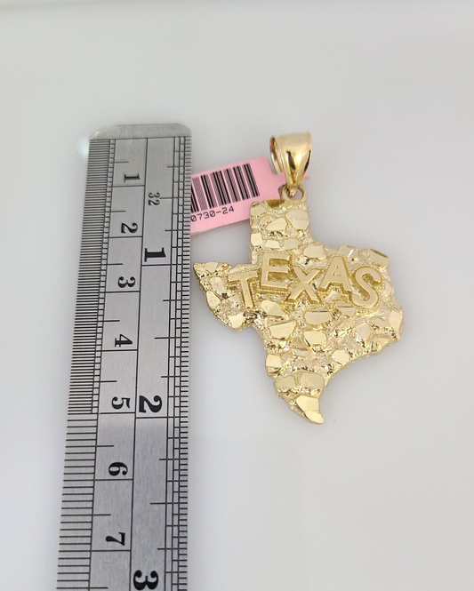 Real 14k Solid Rope Chain Texas Map Charm Gold Set 4mm 18"-30" Necklace Pendant