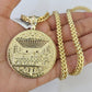 10K Franco Chain Last Supper Pendant Charm Necklace 20"-26" 5mm Yellow Gold SET