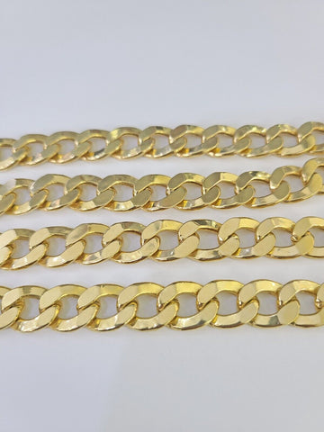 Real 10k Cuban Curb Link chain SET Yellow Gold 11mm 20-30Inch Necklace Men Women