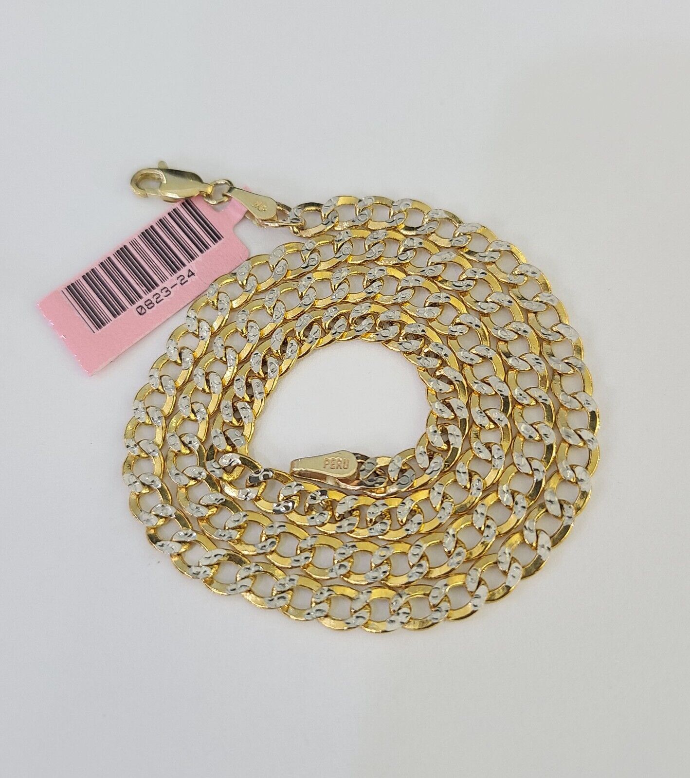 REAL 14k Cuban Curb Link Necklace Chain 4mm 16 inches Diamond Cuts 14kt