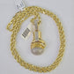 10k Solid Rope Chain Boxing Gloves Charm Diamond Set 4mm 20"-28" Necklace Gold