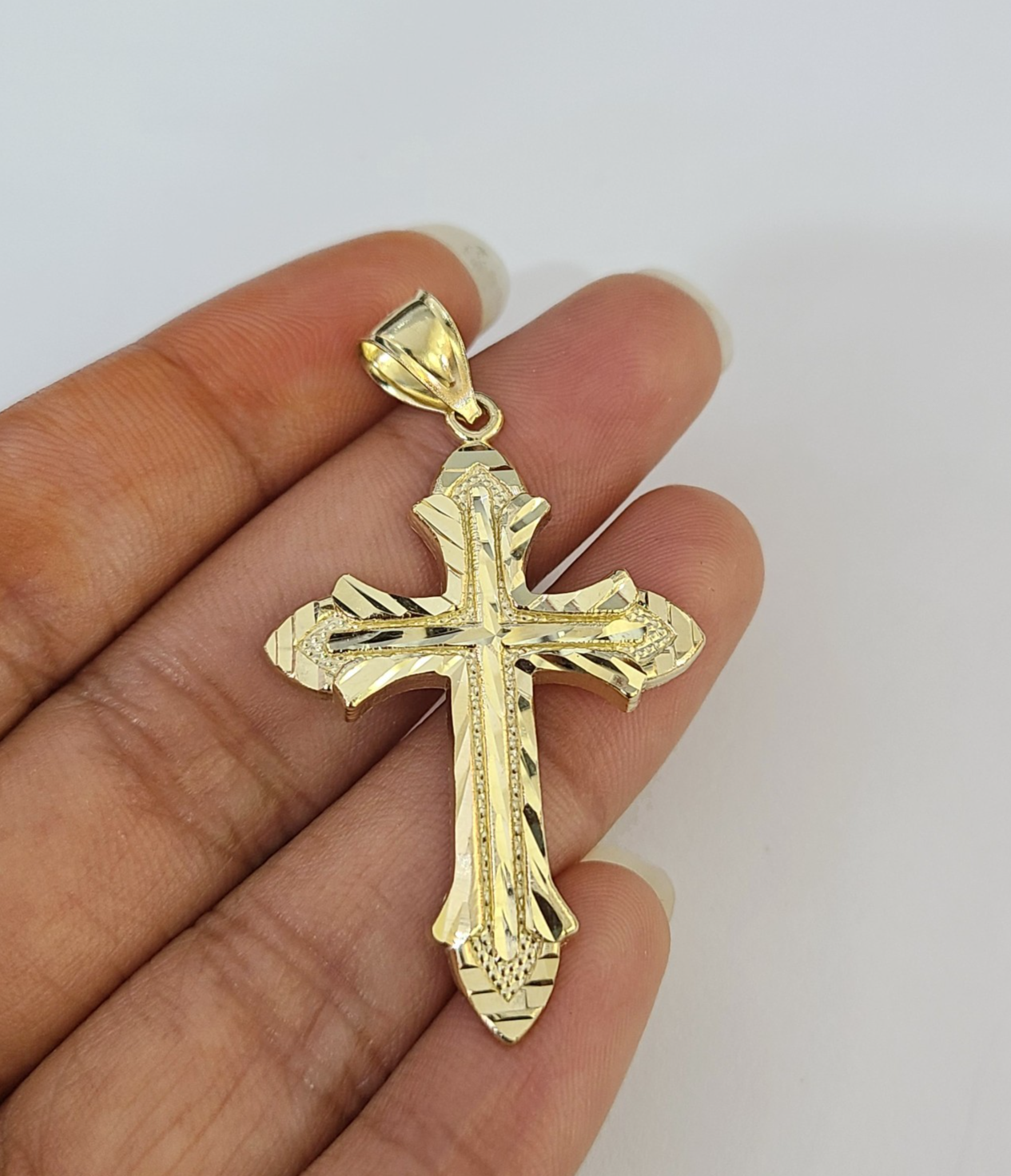 Real 10K Jesus Cross Pendant Yellow Gold Charm Genuine 10kt