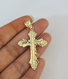 Real 10K Jesus Cross Pendant Yellow Gold Charm Genuine 10kt