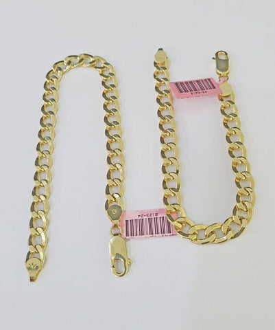 14k Yellow Gold Cuban Curb link Bracelet 8" 9" Lobster clasp Men Women Real