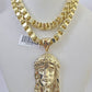 10k Gold Byzantine Necklace Jesus Head Charm 20-30 inches 6mm SET Chain Pendant
