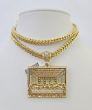 10K Franco Chain Last Supper Pendant Charm Necklace 20"-26" 5mm Gold SET Yellow