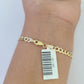 Real 10K Solid Cuban Curb Link Bracelet Yellow Gold Diamond Cuts 3.5mm 6" Kids