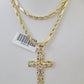 10k Milano Rope Chain Nugget Cross Charm Necklace SET 3mm 18" 20" 22" 24 Pendent