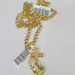 10k Gold Chain Praying Hand Charm Solid Cuban Curb 5mm 18"-28" Inch SET Necklace