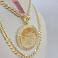 14k Gold Chain Centanario Coin Charm Solid Cuban Curb 5mm 20"-28" SET Necklace