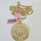 Real 14k Solid Chain Mayan Calendar Charm Set Miami Cuban 3mm Necklace Pendant