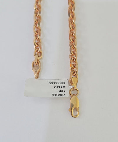 10k Rose Gold Bracelet Rolo Link 4.5mm 9" Inch Men Women 10kt Real