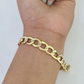 Real 10K Cuban Curb Link Bracelet Yellow Gold Diamond Cut 10mm 8" Inch