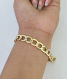 Real 10K Cuban Curb Link Bracelet Yellow Gold Diamond Cut 10mm 8" Inch