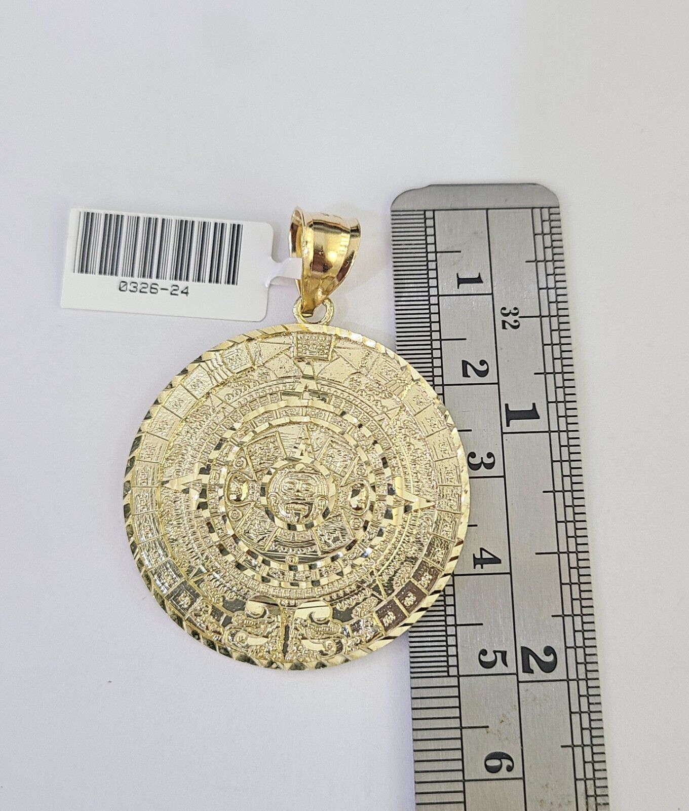 10K Franco Chain Mayan Calendar Pendant Charm Necklace 20"-26" 3mm Gold Yellow