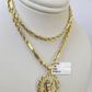 10k Milano Rope Chain Jesus Head Charm Necklace SET 3mm 18"-26" Pendant
