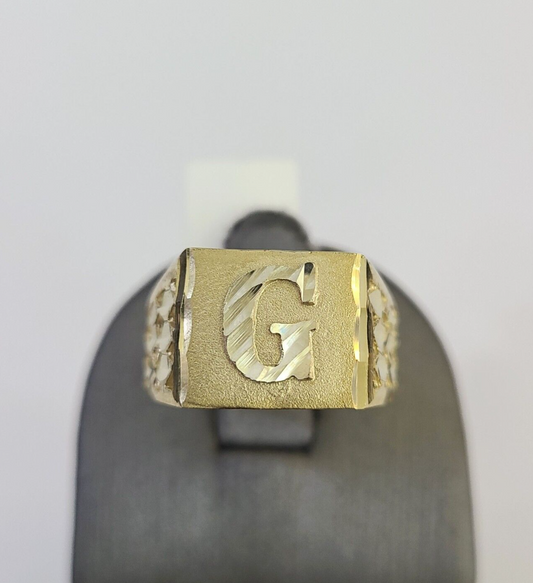 Real 10k Initial G Casual Ring Alphabet Yellow Gold 10kt Genuine