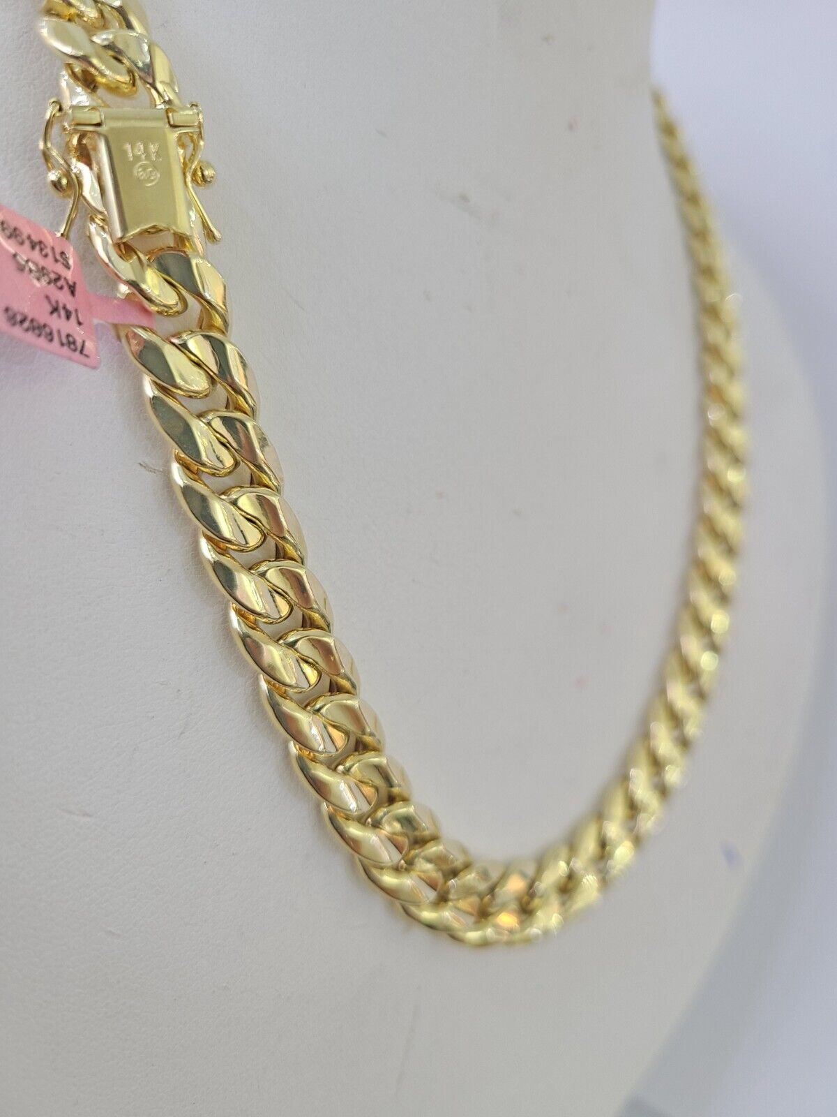 Real 14K Miami Cuban Link Chain Necklace Yellow Gold 18 inch 9mm Mens Hollow