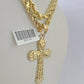 Real 10k Rope Chain Jesus Cross Charm Necklace Pendant Set 5mm 20"-30" Inch Gold