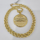 Real 10k Gold Rope Chain Last Supper Nugget Necklace Pendant Set 4mm 18"-28"