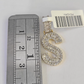 10k Yellow Gold Diamond S Charm Pendant Initial Alphabet Letter Real Genuine ENd