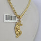 10k Gold Byzantine Necklace Praying Hands Charm 18-28 inch 3mm SET Chain Pendant