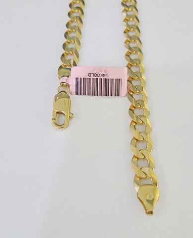 14k Cuban Curb Link chain Solid Yellow Gold Necklace 18"-26" Inch Real