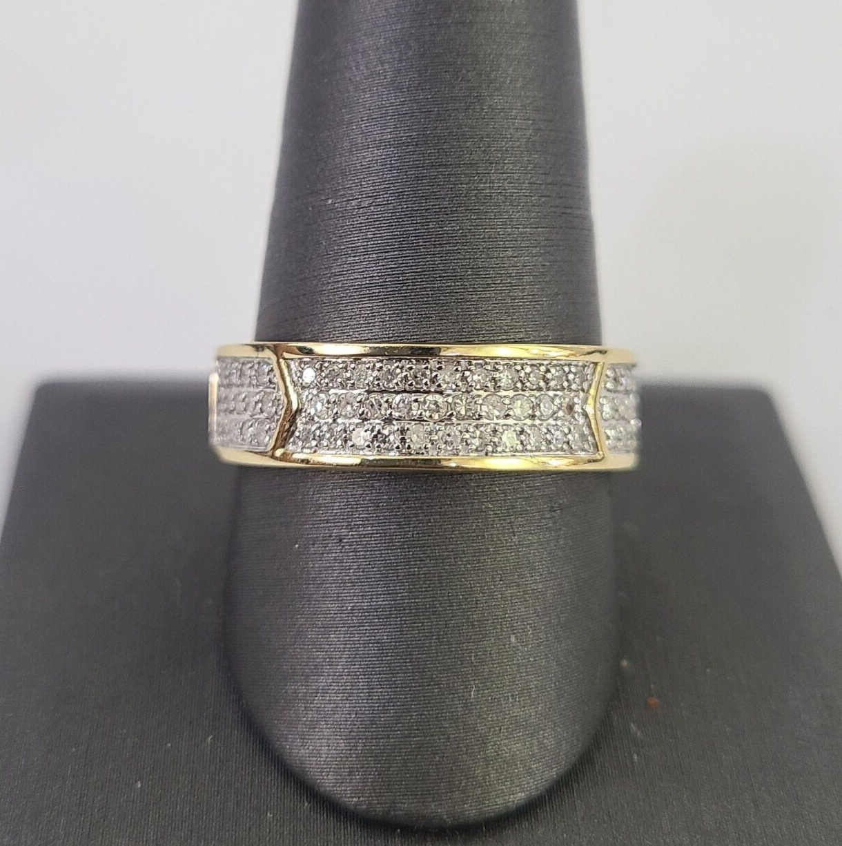 Real 14k Diamond Mens Ring Band Yellow Gold Casual Genuine Natural Wedding