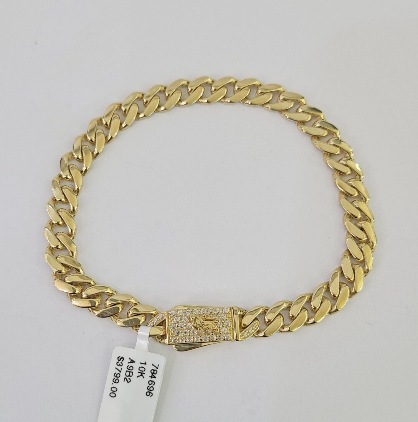 Real 10K Royal Monaco Bracelet Yellow Gold 7" Box Clasp 7mm Genuine Unisex