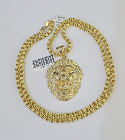 10k Gold Byzantine Necklace Lion Charm 18-26 inches 3mm REAL Yellow SET Chain