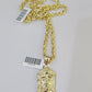 10k Yellow Gold Rope Chain Jesus Cross Charm Set 4mm 18"-26"Inch Necklace