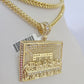 10K Franco Chain Last Supper Pendant Charm Necklace 20"-28" 4mm Yellow Gold SET