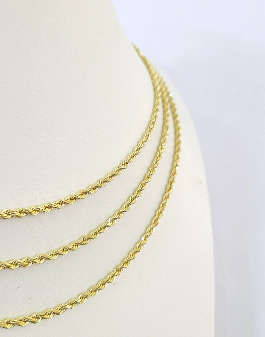 10k Solid Real Rope Chain Necklace 3mm 18"-26" Yellow Gold Men Women Genuine
