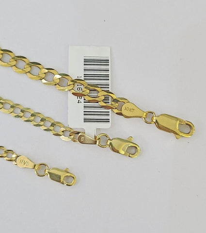 10k Gold Cuban Curb Necklace Chain 3mm 4mm 5mm 18-28 Inches 10kt Yellow Real