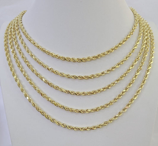 14k Real Rope Chain Necklace 4mm 18"-26" Inch Yellow Gold Men Women Genuine