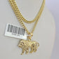 10K Gold Miami Cuban Chain Roaring Lion 18"-28" 3mm REAL Pendant Necklace SET