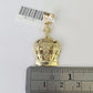 10K Imperial Crown Charm Pendant Real Yellow Gold 1.5" Inch 10kt (Resized 5mm)