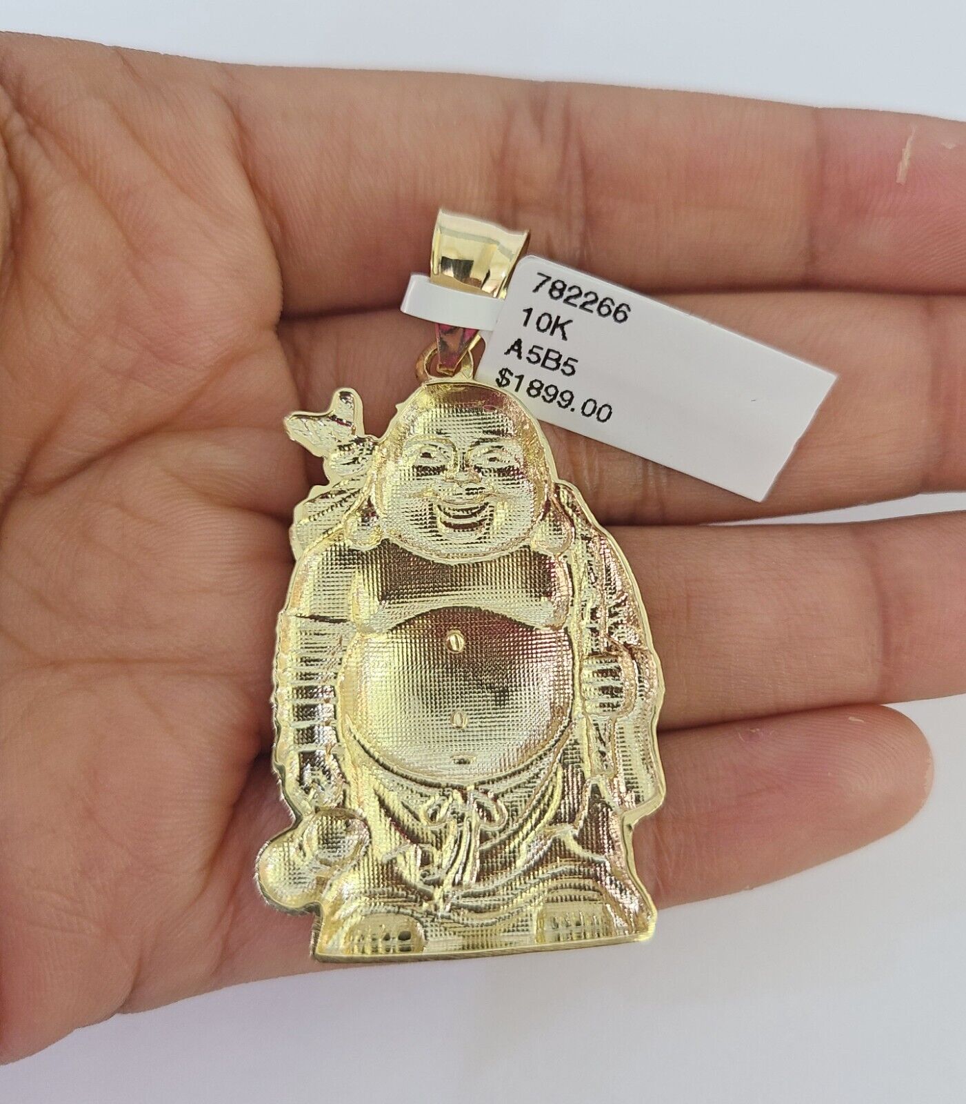 10K Franco Chain Laughing Buddha Pendant Charm Necklace 20"-28" 4mm Gold SET