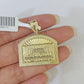 10k Yellow Gold Chain Last Supper Charm Pendant Set 5mm Miami Cuban Necklace