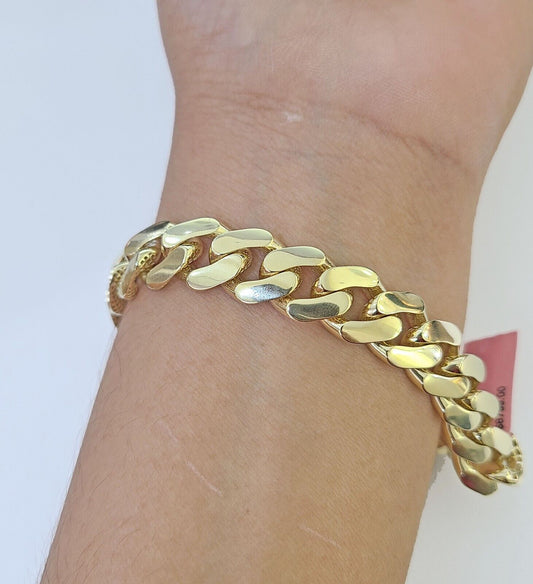 14K Yellow Gold Royal Monaco Cuban Bracelet 11mm 8.5 inches box Lock