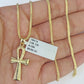 10K Gold Franco Chain Ankh Jesus Cross Charm SET 18-24 inches 1mm Necklace