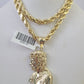 Real 10k Rope Chain Jesus Charm Necklace Pendant Set 5mm 20"-30" Inch Gold